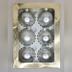 Vintage 1990's Magic of Silvestri - Silver Glass Christmas Balls - 2.5" diameter